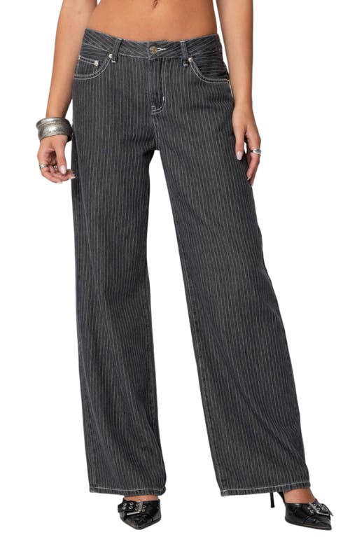 EDIKTED EDIKTED PINSTRIPE WIDE LEG LOW RISE JEANS 