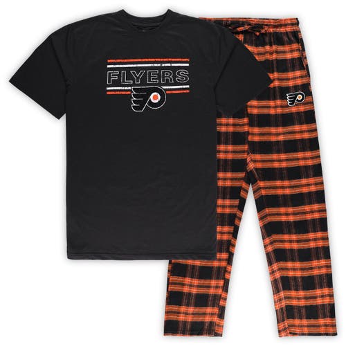 PROFILE Men's Black/Orange Philadelphia Flyers Big & Tall T-Shirt & Pajama Pants Sleep Set