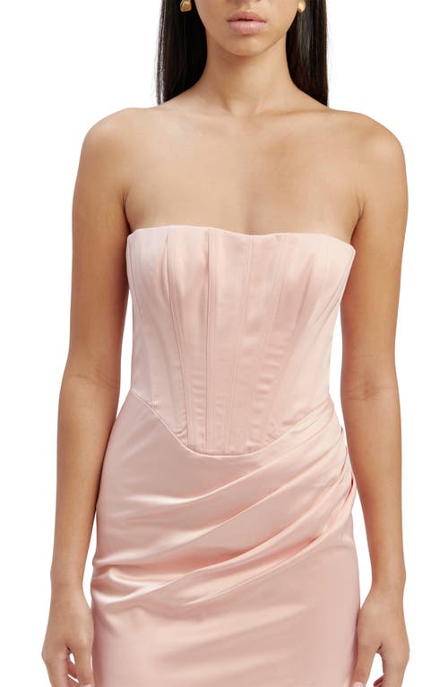 Shop Bardot Everlasting Corset Strapless Satin Gown In Soft Pink