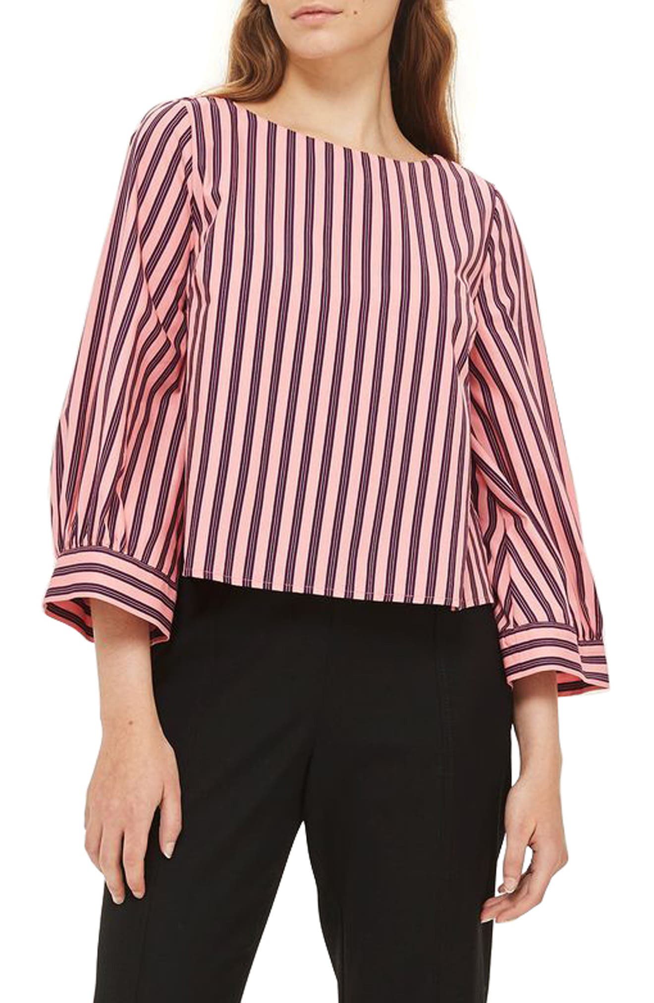 Topshop Womens Size 10 Striped Cotton Strappy Multi-Coloured