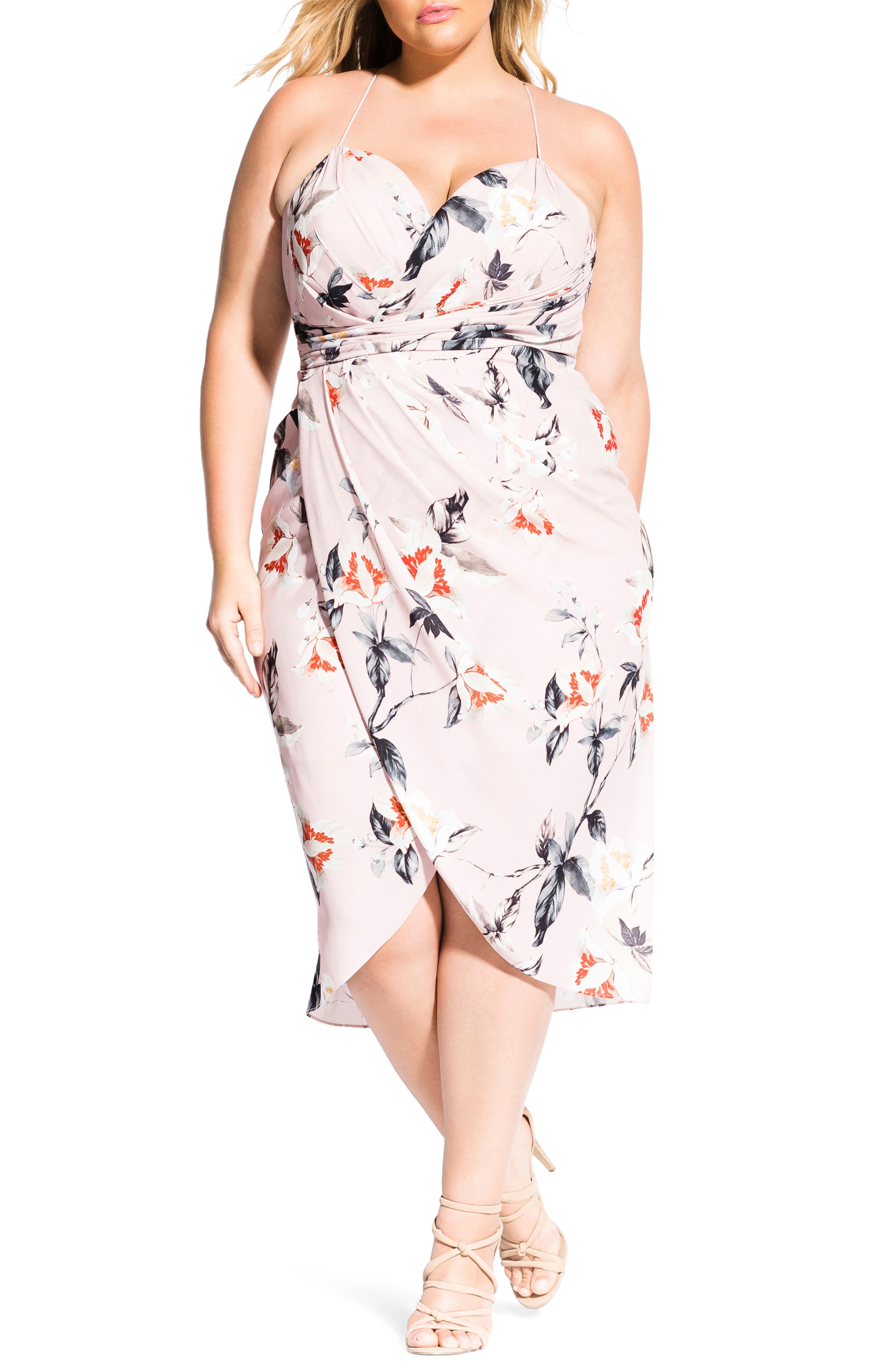 Plus Size City Chic Exotic Lily Sleeveless Dress, Red