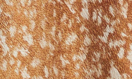 Lafayette 148 Floating Leaves Print Textured Silk Satin Skirt In Camel Multi
