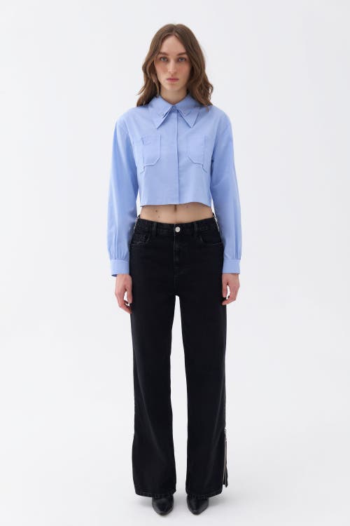 NOCTURNE NOCTURNE DOUBLE COLLAR COTTON BUTTON-UP SHIRT