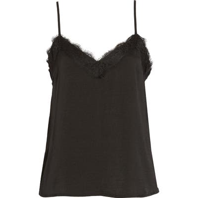 Bp. Lace Trim Satin Camisole, Black