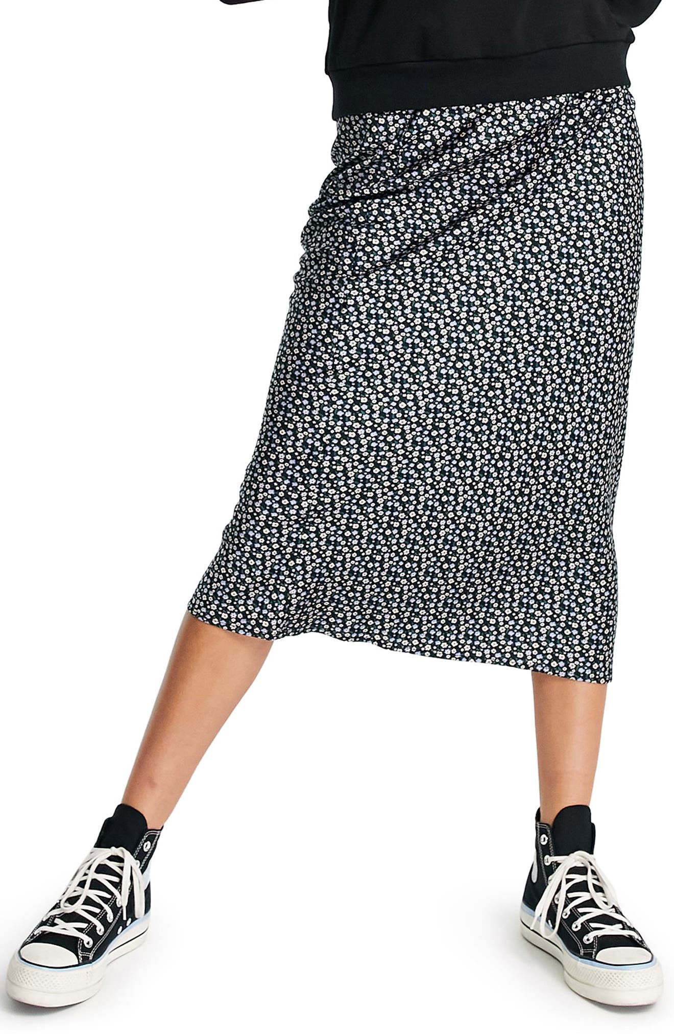 Topshop Ditsy Print Bias Satin Midi 