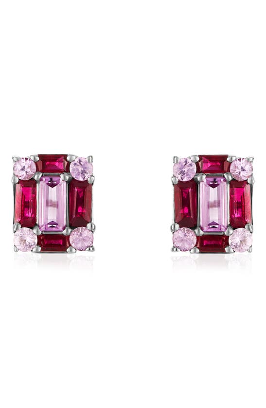 Shop Mindi Mond Clarity Ruby & Pink Sapphire Stud Earrings In White Gold/ Sapphire/ Ruby
