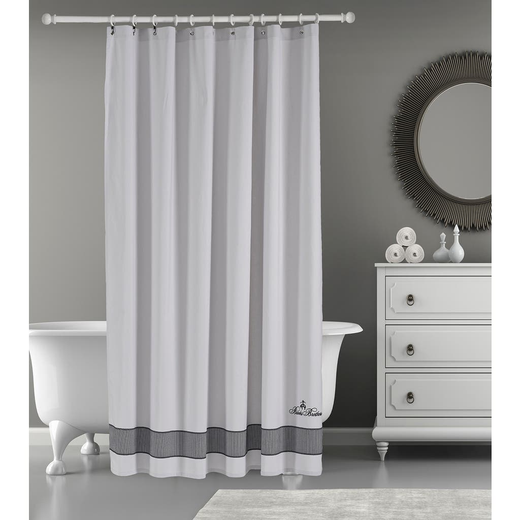 Brooks Brothers Border Shower Curtain In Silver