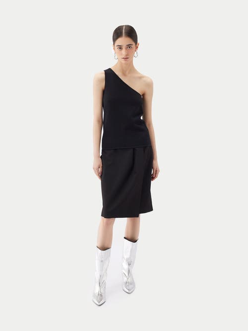 Gobi Mongolian Cashmere Cashmere Silk Sleeveless Asymmetric Top In Black