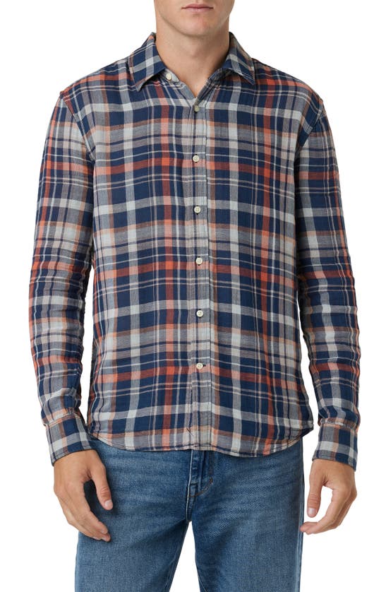 Shop Joe's Oliver Plaid Cotton Button-up Shirt In Midnight Navy Plaid