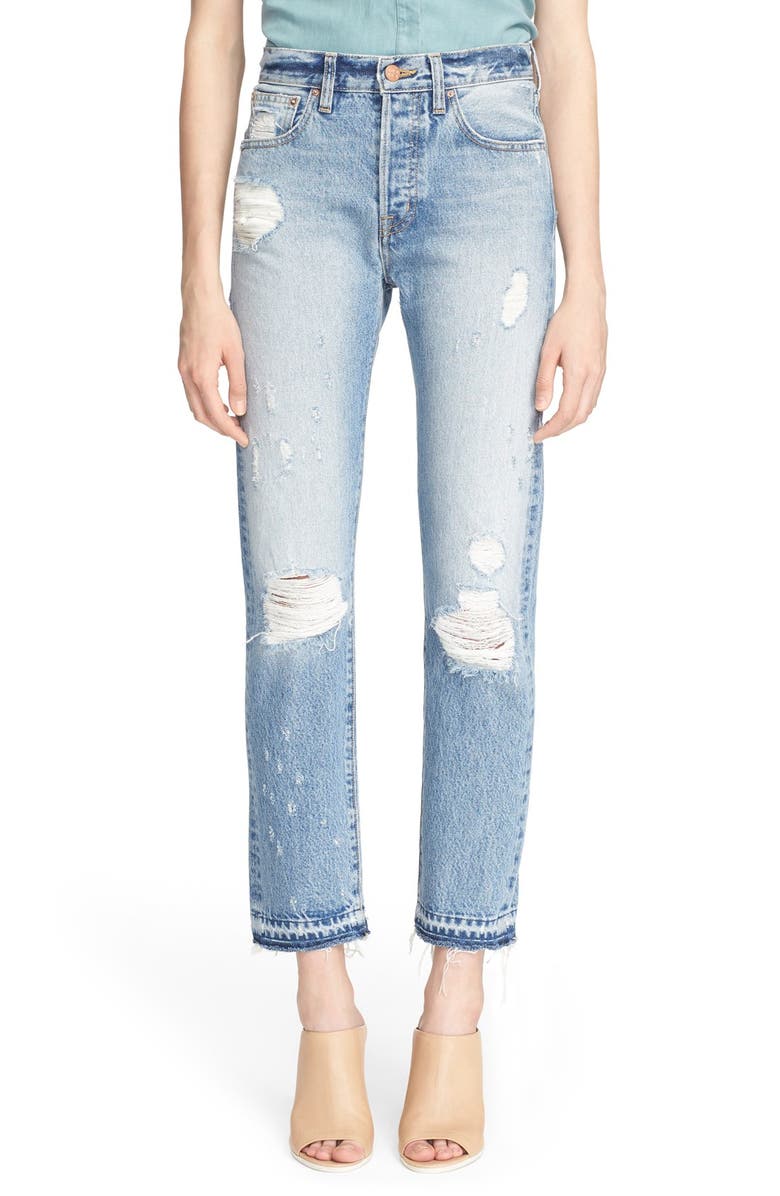AYR 'The Form' Shredded Crop Straight Leg Jeans (Igloo) | Nordstrom