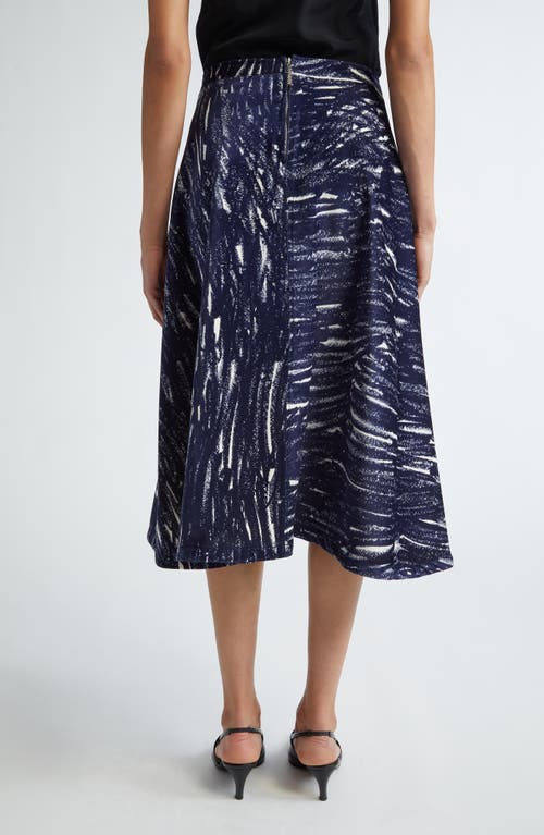 Shop Marni Cotton Stretch Fleece Midi Skirt In Midnight