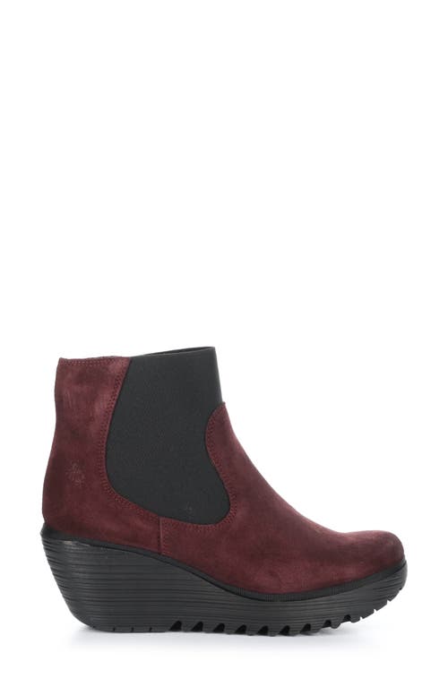 Fly London Yade Wedge Bootie In Wine Oil Suede