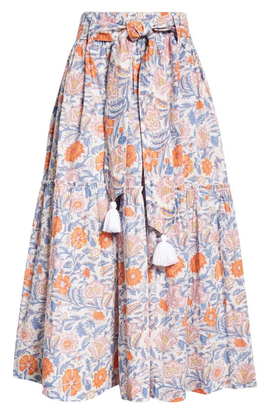 Shop Mille Franoise Floral Stripe Cotton Skirt In Newport Floral