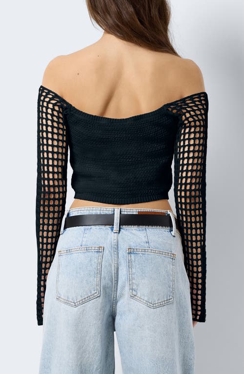 Shop Noisy May Nova Off The Shoulder Crop Sweater In Black