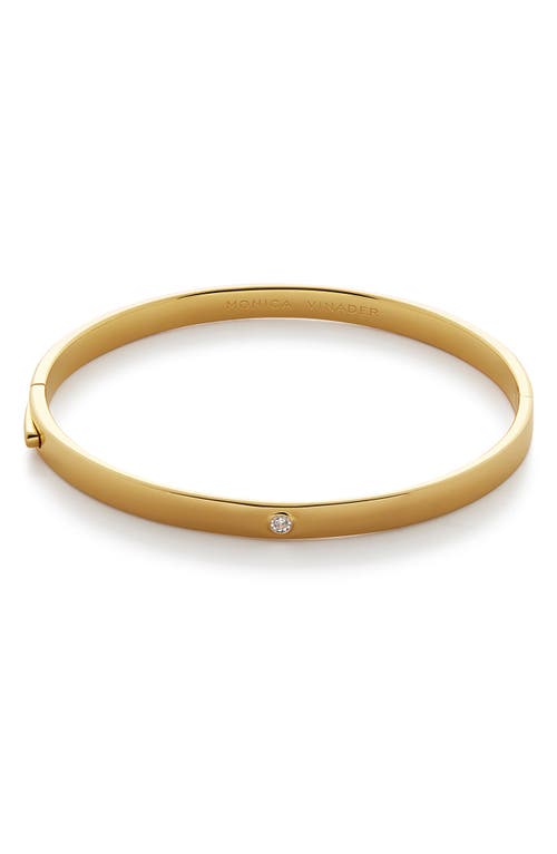 Monica Vinader Essential Lab Grown Diamond Solitaire Hinged Bangle Bracelet In 18k Gold Vermeil