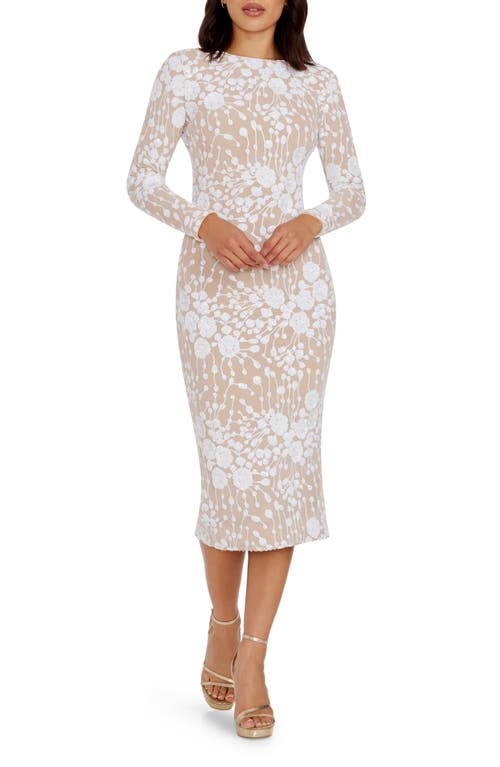 DRESS THE POPULATION DRESS THE POPULATION EMERY SEQUIN LONG SLEEVE BODY-CON MIDI DRESS