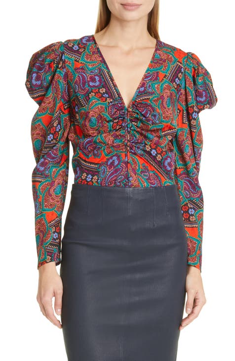 Simmons Paisley Floral Silk Blend Top