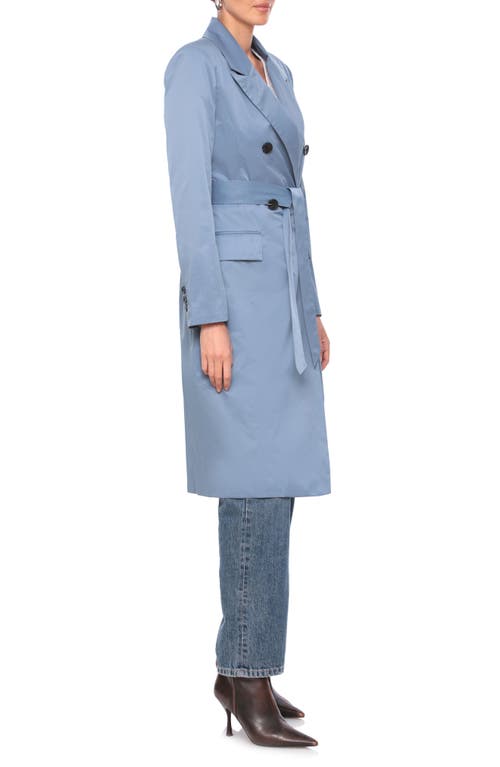 Shop Avec Les Filles Water Resistant Double Breasted Trench Coat In Slate Blue