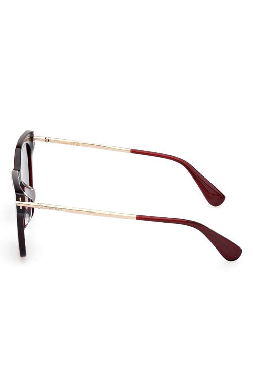 Shop Max Mara 53mm Square Sunglasses In Shiny Bordeaux/smoke