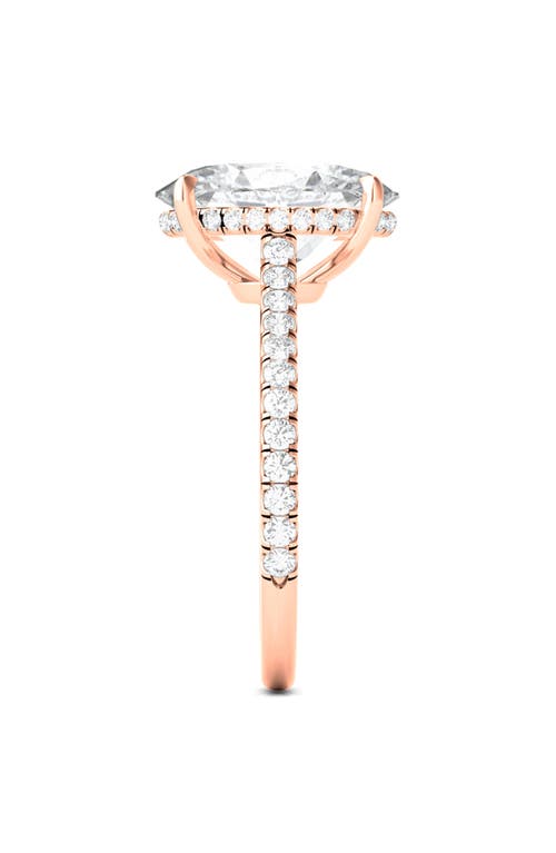 Hautecarat Oval Cut Pavé Lab Grown Diamond Ring In 3.00 Ctw 18k Rose Gold