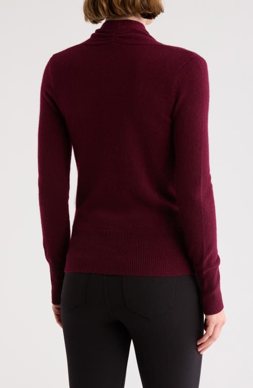 Sofia Cashmere Cashmere Faux Wrap Sweater In Bordeaux