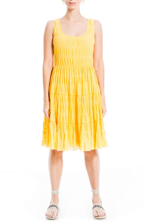 Max Studio London Texture Tiered Stretch Cotton Dress In Sunshine-sunshine