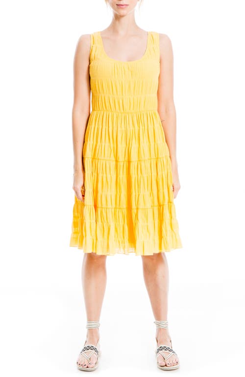 Shop Max Studio London Texture Tiered Stretch Cotton Dress In Sunshine-sunshine