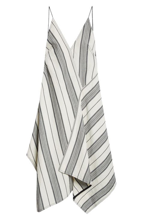Stripe Asymmetric Midi Dress