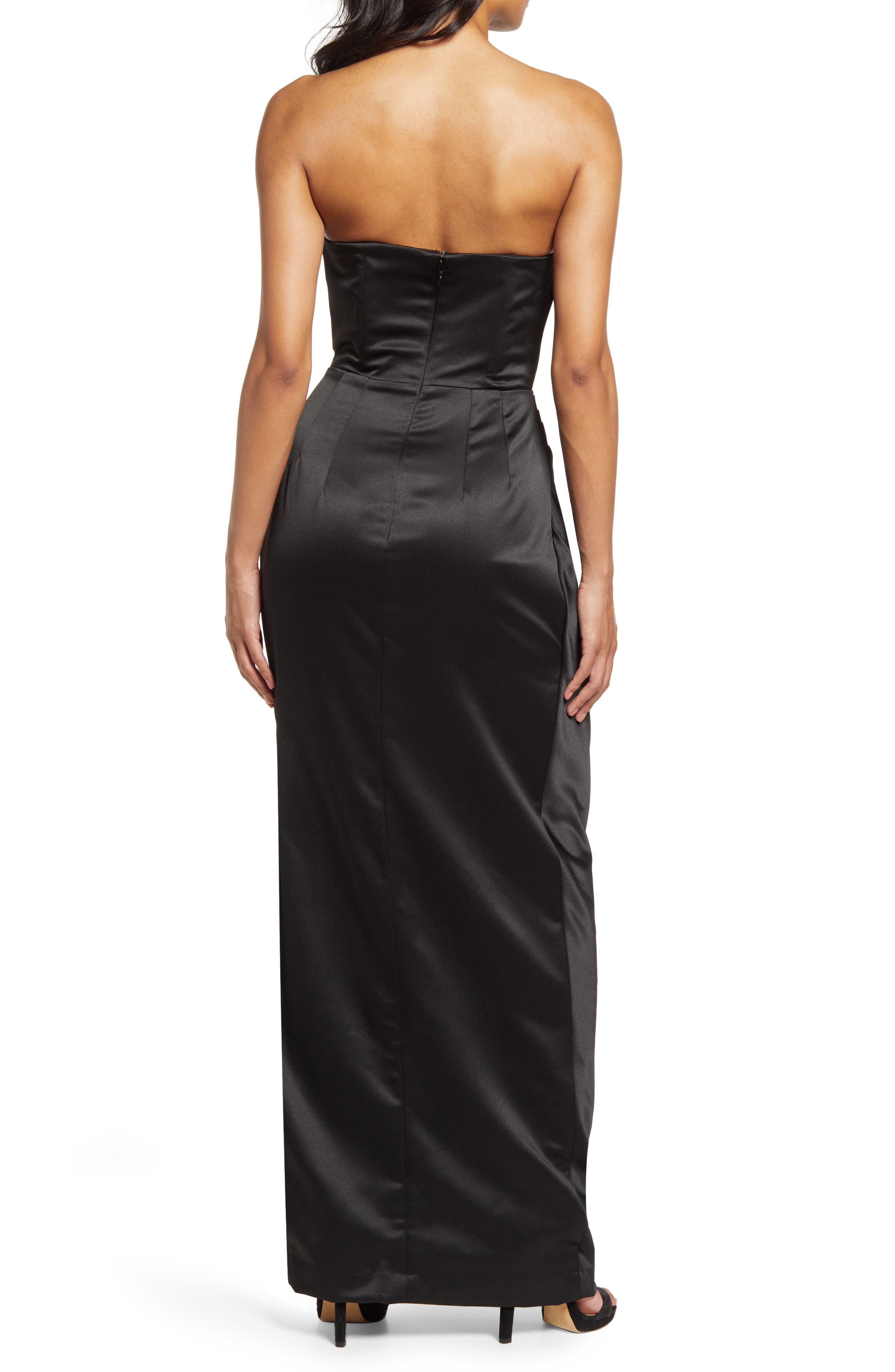 HOUSE OF CB Adrienne Satin Strapless Gown Nordstrom