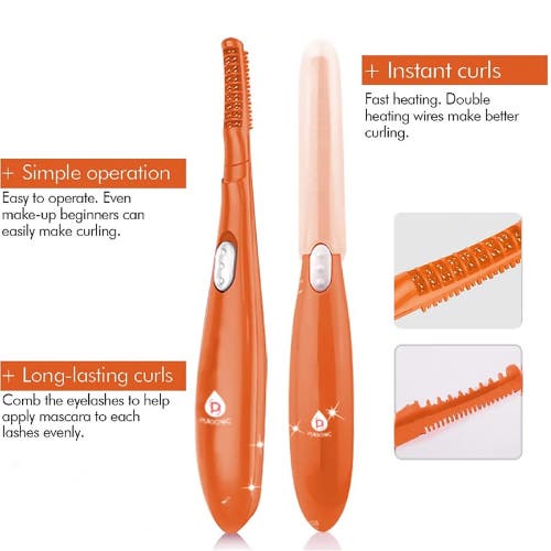 Pursonic Heated Eyelash Curler With Comb In Orange