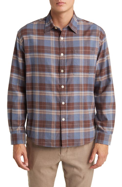 Nn07 Deon 5465 Plaid Organic Cotton Flannel Button-up Shirt In Blue/brown Check