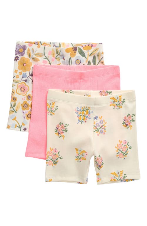 Shop Next Kids' Rib Assorted 3-pack Stretch Cotton Bike Shorts In Pink