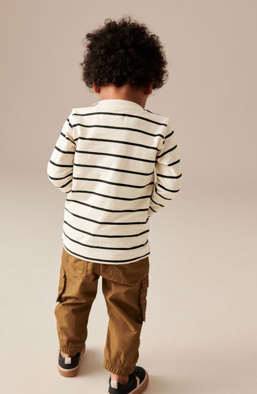 NEXT NEXT KIDS' ANIMAL APPLIQUÉ STRIPE LONG SLEEVE COTTON GRAPHIC T-SHIRT 