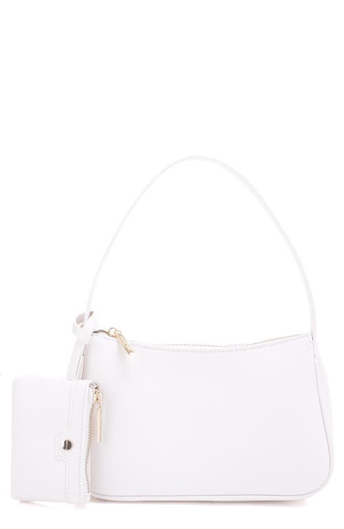 Mali + Lili Mali Recycled Vegan Leather Baguette Shoulder Bag in White