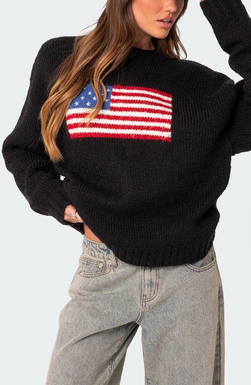 EDIKTED USA Oversize Chunky Sweater Black at Nordstrom,