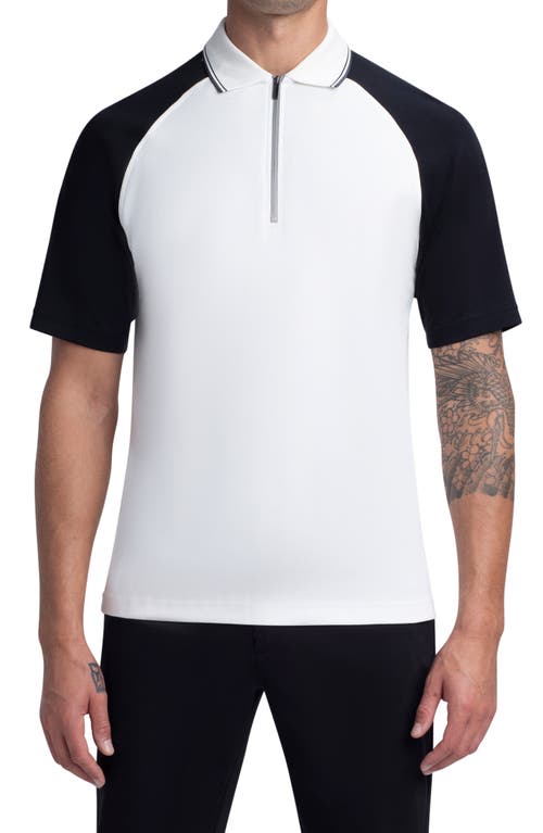 Bugatchi Raglan Quarter Zip Polo in White at Nordstrom, Size Medium