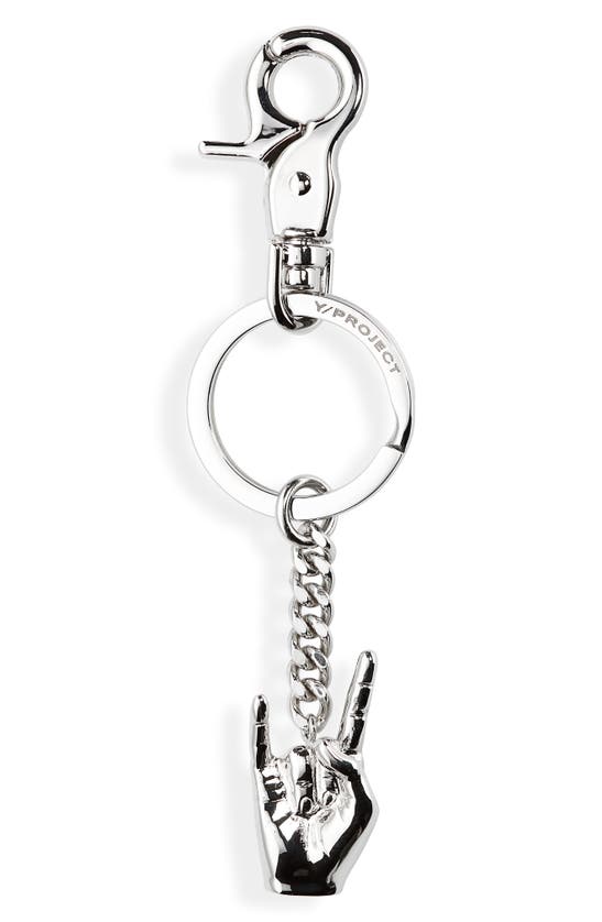 Shop Y/project Mini Rock On Key Ring In Silver