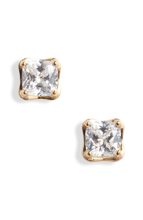 Shop Nordstrom Princess Sterling Silver & Cubic Zirconia Stud Earrings In 14k Gold Plated