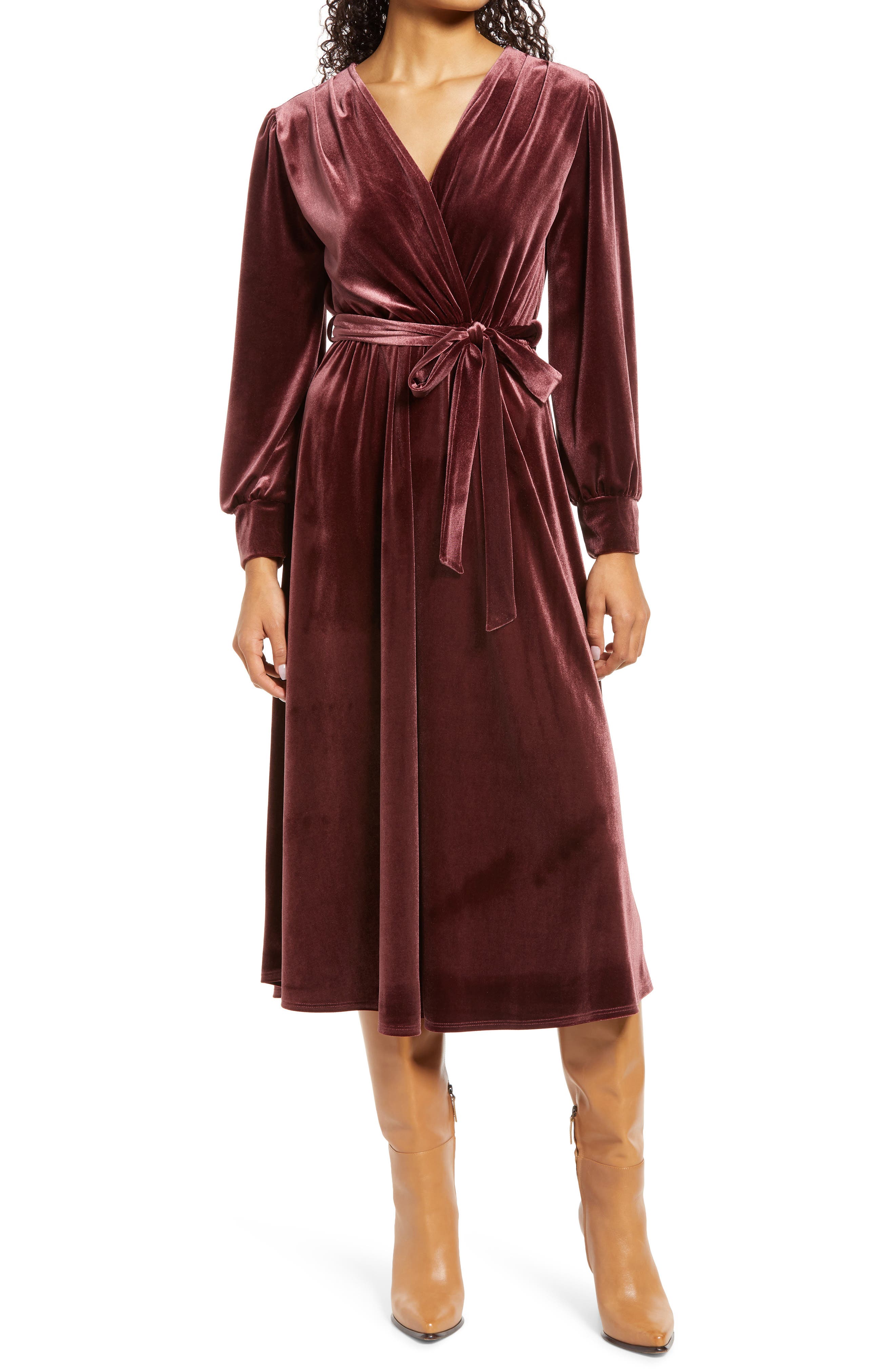 velour long sleeve dress