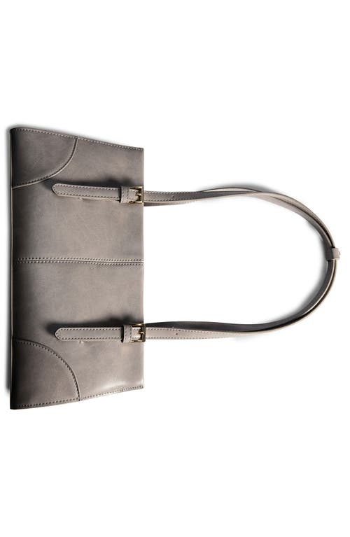 Shop Mango Buckles Faux Leather Shoulder Bag In Grey