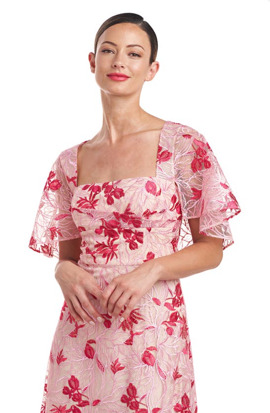 Shop Js Collections Lola Floral Embroidery Cocktail Dress In Raspberry