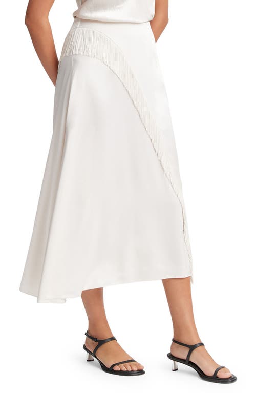 Vince Asymmetric Fringe Midi Skirt In Sandstone