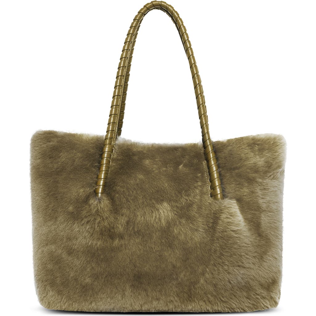 Aimee Kestenberg Embrace Genuine Shearling Tote In Kelp Shearling