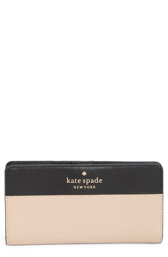 Kate Spade Large Slim Bifold Wallet In Warm Beige Multi
