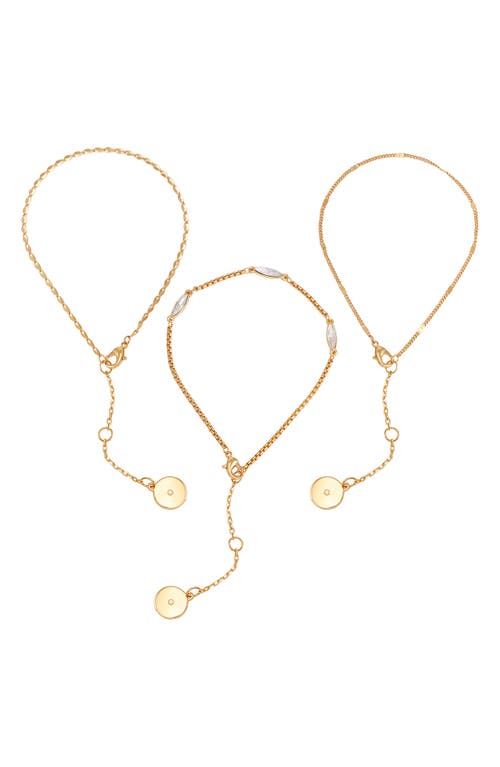 Vince Camuto Navette 3-pack Assorted Anklets In Gold Tone