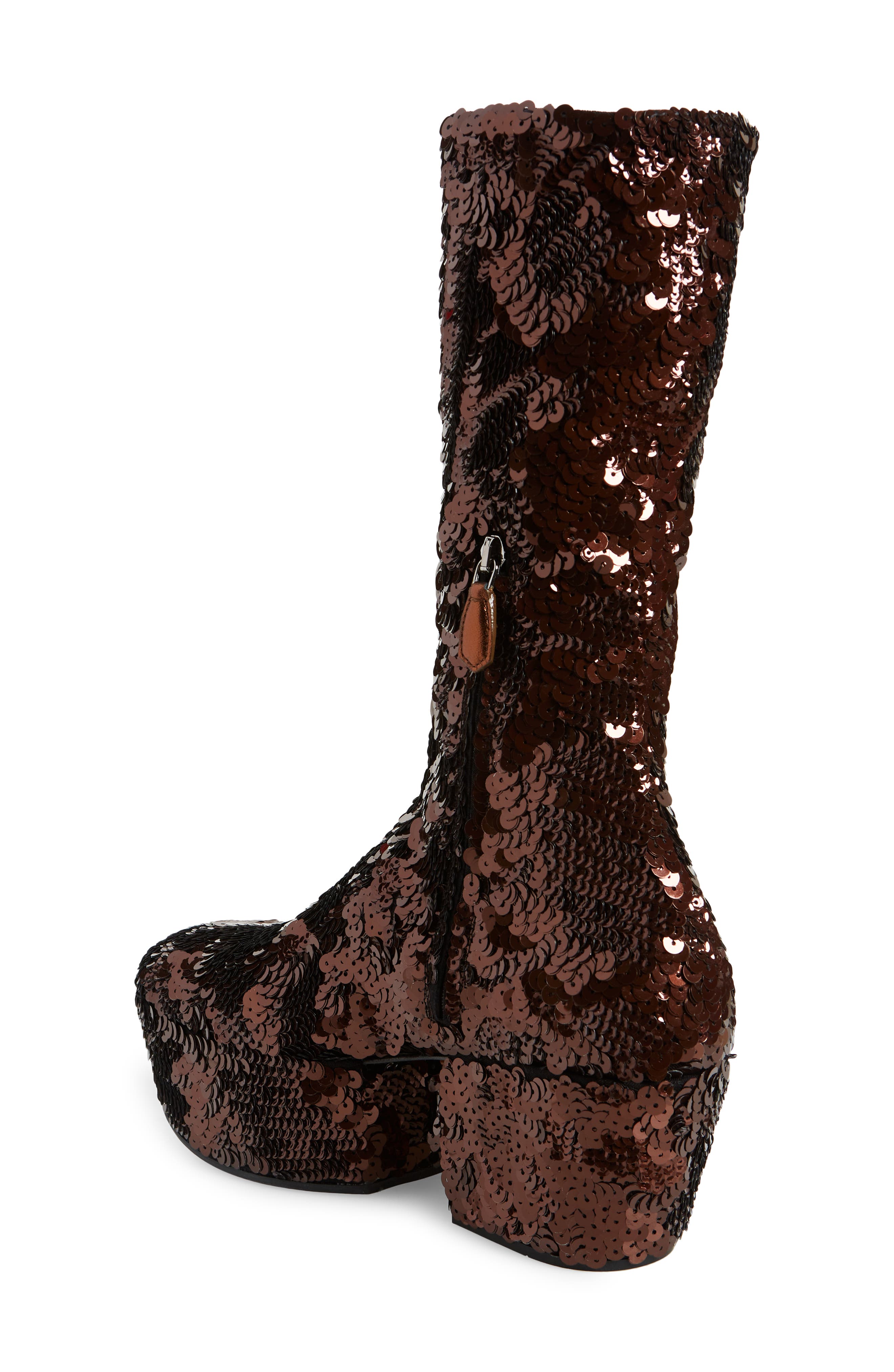 brown sequin boots