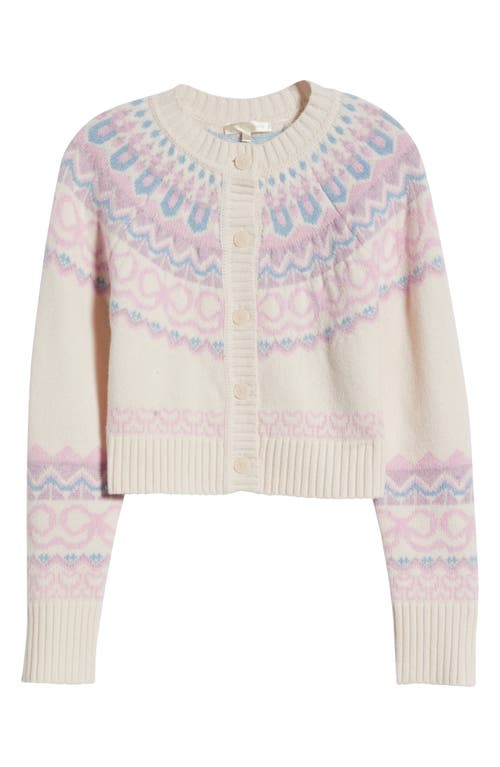 Shop Loveshackfancy Shantae Fair Isle Wool Cardigan In Confetti Cake