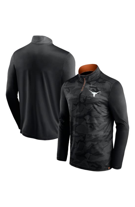 FANATICS FANATICS BRANDED BLACK TEXAS LONGHORNS DEPTH CHART CAMO JACQUARD QUARTER-ZIP JACKET