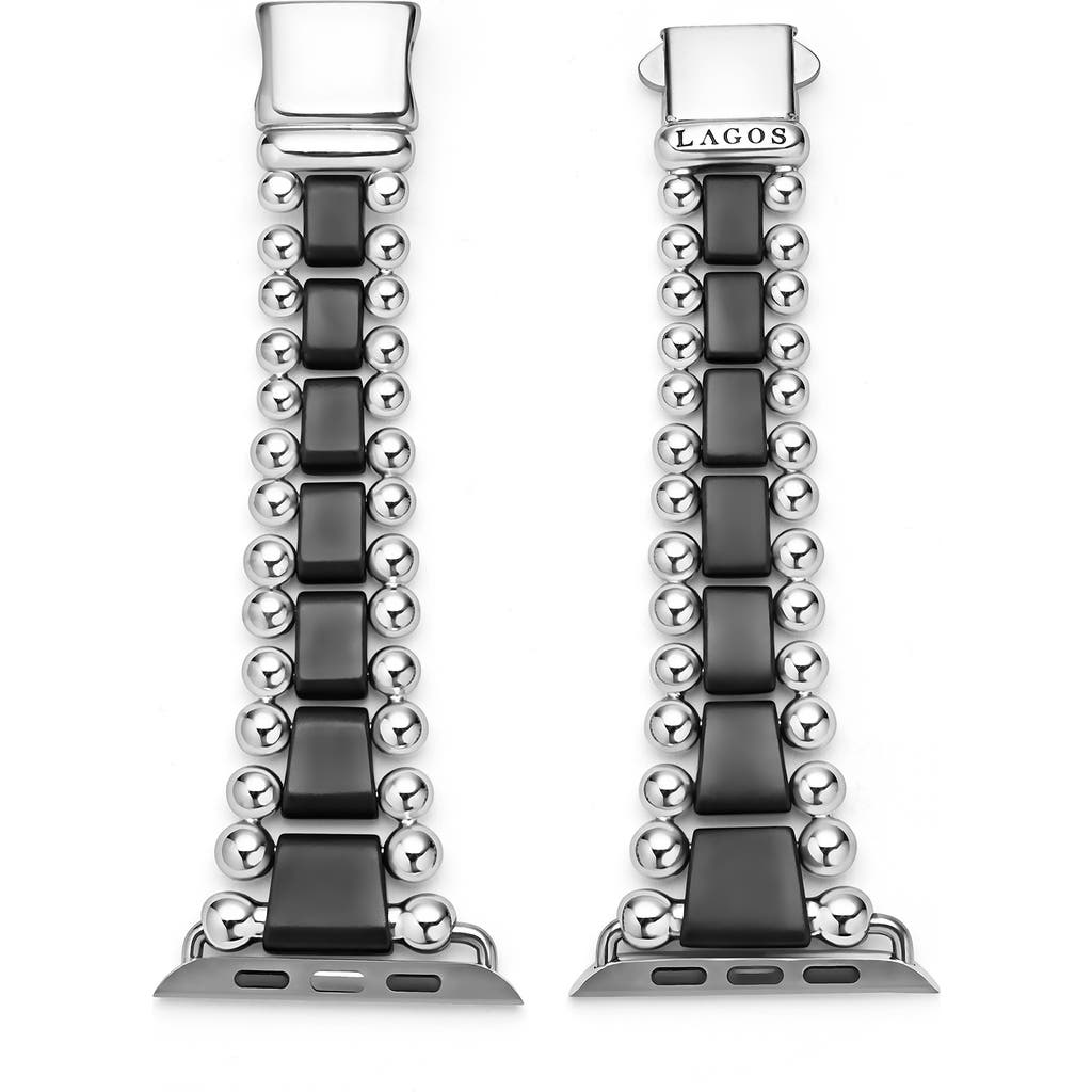 Lagos Smart Caviar Matte Black Ceramic & Stainless Steel Apple Watch® Watchband In Black