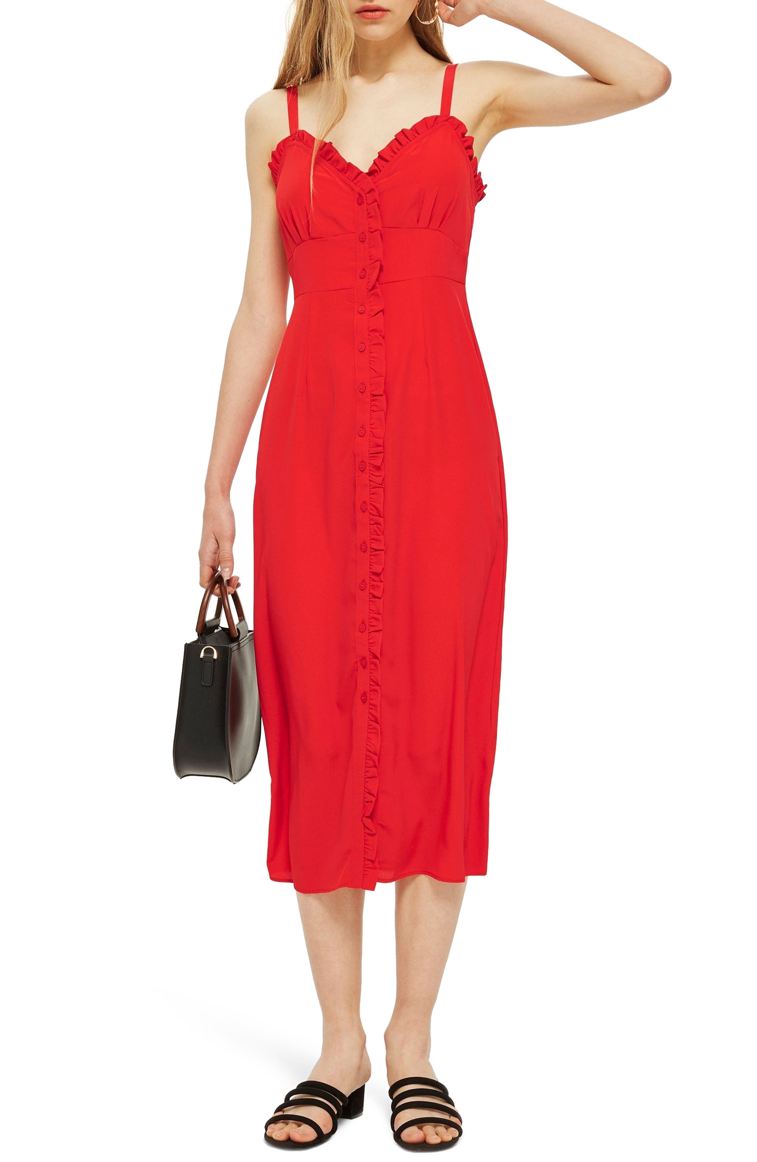 topshop ruffle midi dress